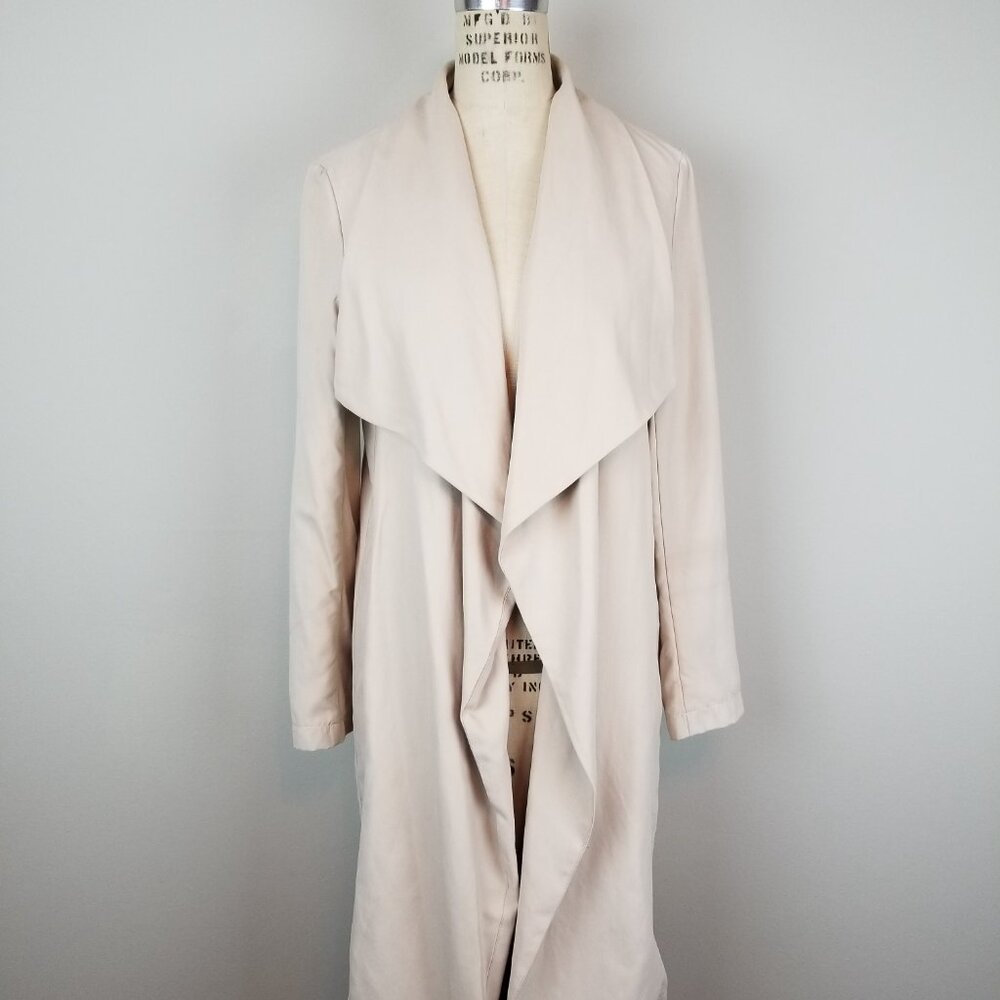 Cupcakes and Cashmere Anamaria Tencel Draped Trench Coat Latte / Beige Small